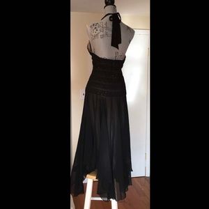 BCBG Empire Halter Dress with Sheer Overlay